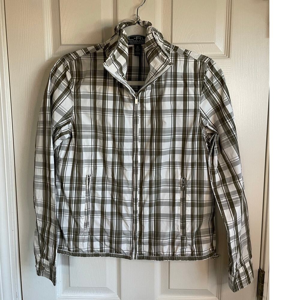 L-RL Lauren Active Plaid Windbreaker Jacket Sz XS Lightweight Zip Front Preppy - Picture 7 of 14